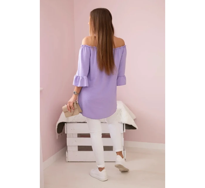 Španielska blúzka s volánikmi na rukáve svetlo fialová Španielska blúzka s volánikmi na rukáve svetlo fialová