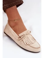 Dámské mokasíny s třásněmi světle béžové model 21915108 - Boto