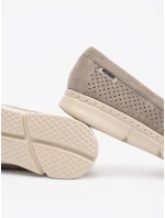 Praktické dámske mokasíny Ciemnobeżowy bez podpätku