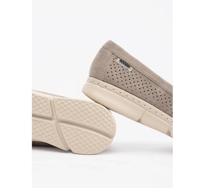 Praktické dámske mokasíny Ciemnobeżowy bez podpätku