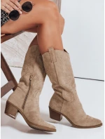 Dámske kovbojské topánky béžové Dstreet ZY1091