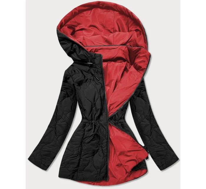 Tmavo modro-červená obojstranná dámska prešívaná bunda (MHM-W589)