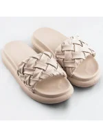 Béžové dámske šľapky so zapleteným opaskom (XA-137)