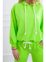 Súprava mikiny s kapucňou neónovo zelená