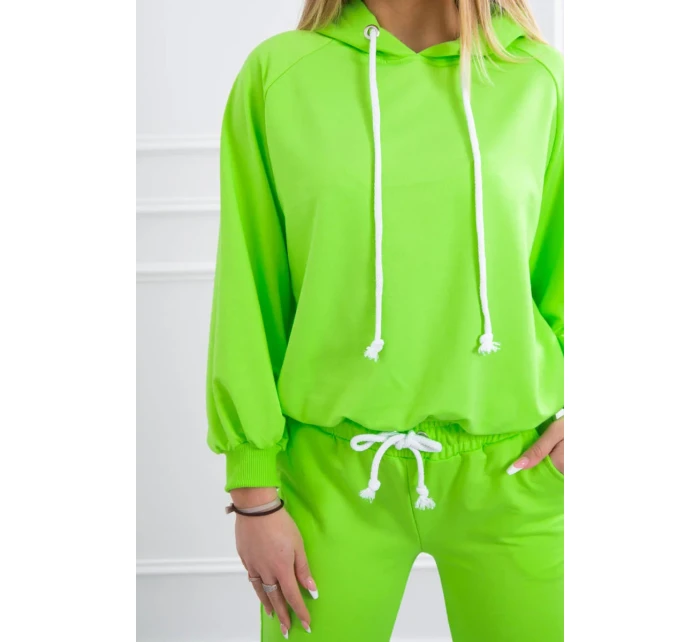Súprava mikiny s kapucňou neónovo zelená