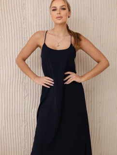 Dlhé šaty bez ramienok tmavomodré