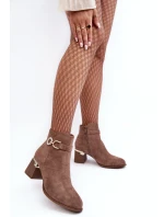 Dámské Semišové Botky Hnědé model 21638450 - Boto