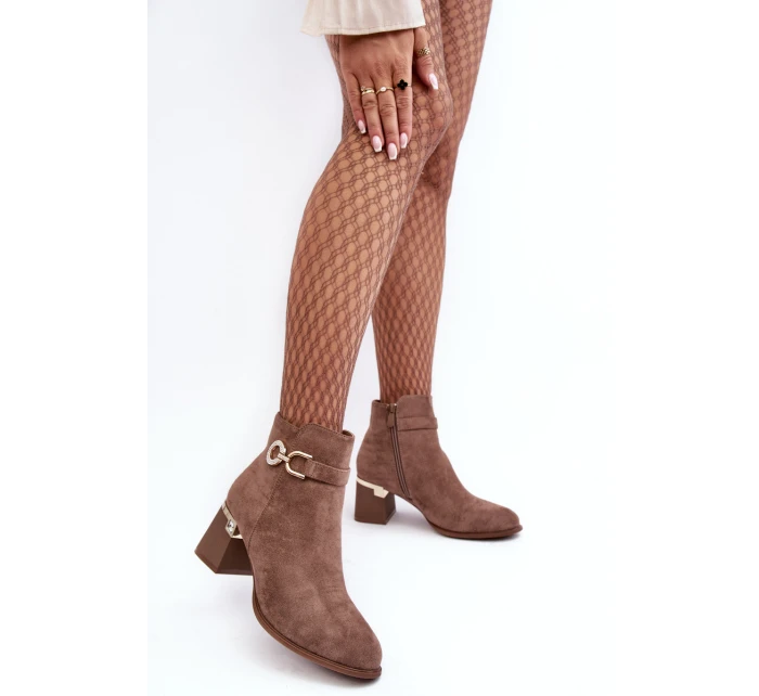 Dámské Semišové Botky Hnědé model 21638450 - Boto