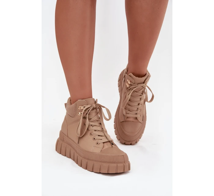 Dámské zateplené kozačky trapery na platformě Camel model 21747749 - Boto