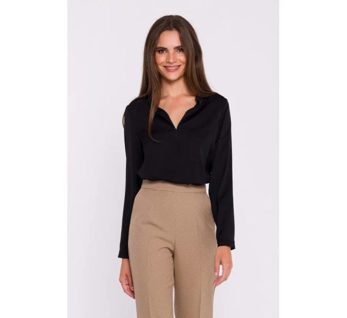 model 20503074 Halenka s dlouhými rukávy černá - STYLOVE model 20503074 Halenka s dlouhými rukávy černá - STYLOVE
