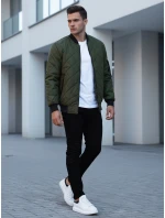 Pánska prešívaná bunda bomber zelená TX2216 Pánska prešívaná bunda bomber zelená TX2216