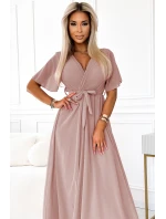 Dlouhé šaty se výstřihem a vázáním model 22316503 - numoco basic Dlouhé šaty se výstřihem a vázáním model 22316503 - numoco basic