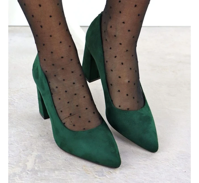 Zelené semišové lodičky na jehlovém podpatku Sergio model 21906157 - LEONE