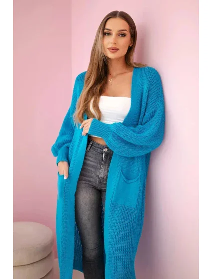 Dlhý sveter tyrkysovej farby