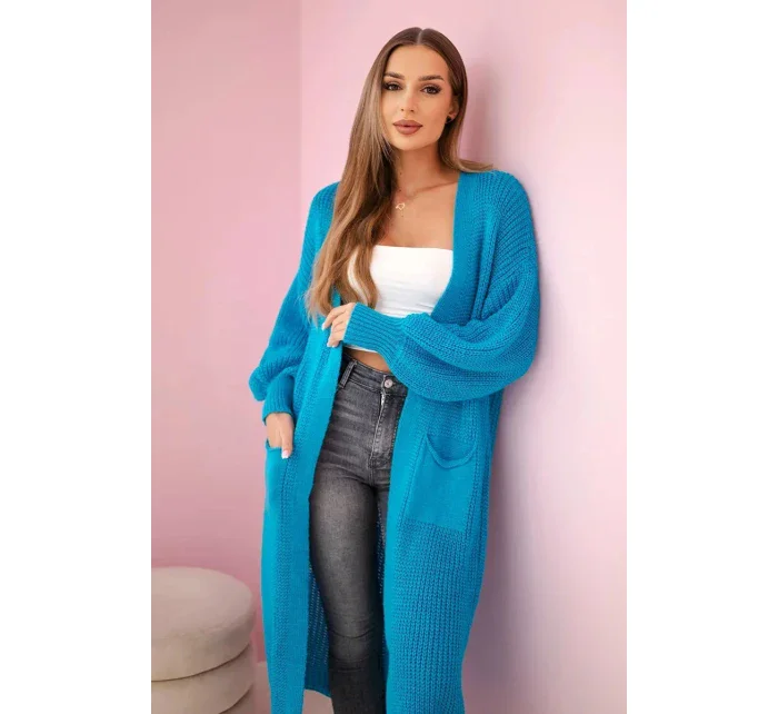 Dlhý sveter tyrkysovej farby
