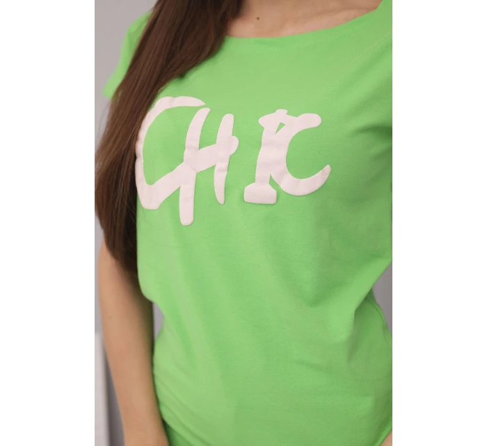 Dámska bavlnená blúzka s potlačou CHIC zelená