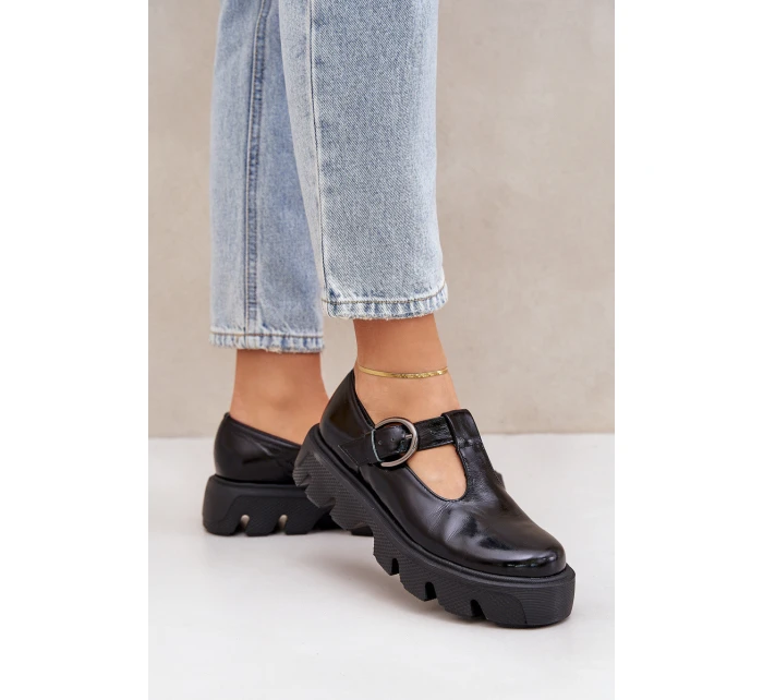 Lakované Kožené Polobotky S Přezkou Černé model 21683970 - Zazoo