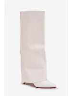 Ocieplane Kozaki Na Szpilce Z Wywiniętą Cholewką Białe Tamonia Ocieplane Kozaki Na Szpilce Z Wywiniętą Cholewką Białe Tamonia