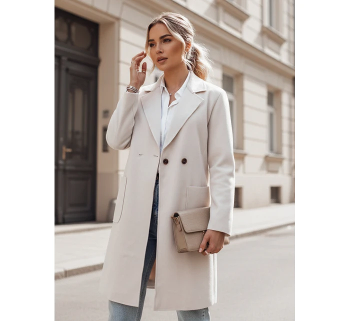 dámský oversize kabát dlouhý béžový Dstreet model 21981934 - FashionStreet dámský oversize kabát dlouhý béžový Dstreet model 21981934 - FashionStreet