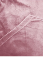 Svetloružová dámska velúrová súprava s mikinou na zips (8C1176-38)
