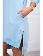 Šaty s kapucňou a dlhším chrbtom modré Šaty s kapucňou a dlhším chrbtom modré