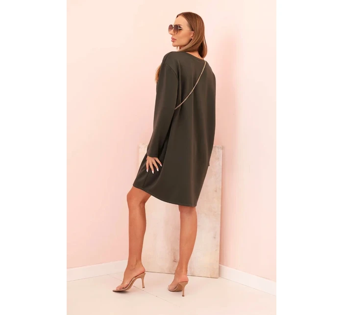 Dámská viskózová sukýnka Plus Size s model 21232407 na řetízku khaki - K-Fashion