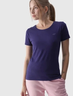 Damski Gładki T-Shirt Z Logo Granatowy 4F 4FWMM00TTSHF1845-31S