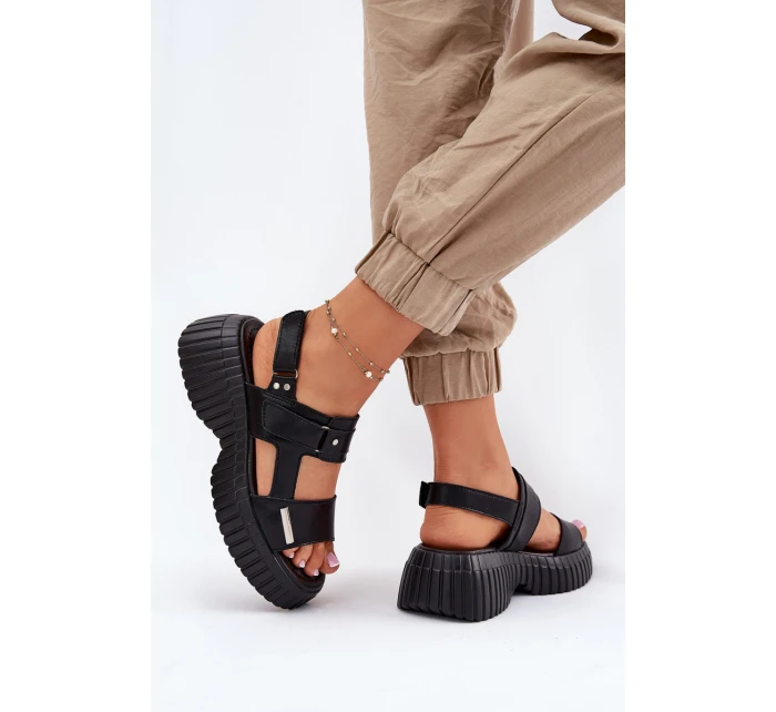 Kožené Dámské Sandály Na Platformě Černé model 21696926 - EVENTO