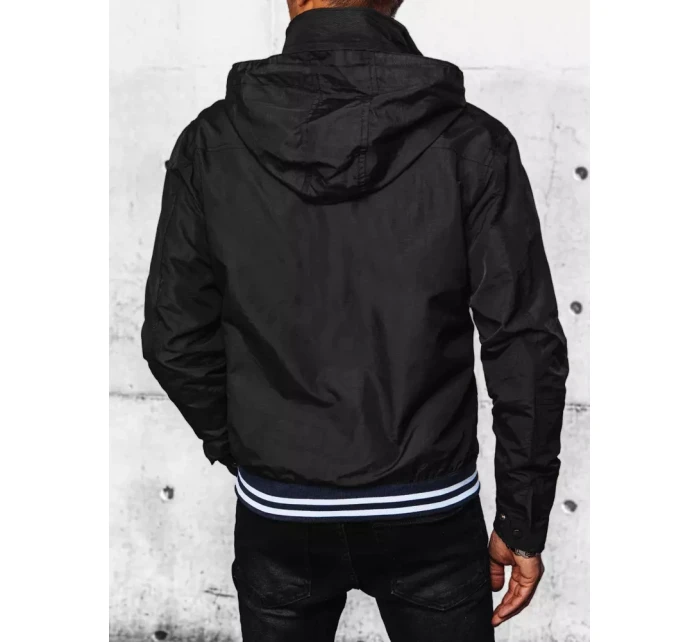 Pánska prechodná bunda s kapucňou čierna FashionStreet TX4378