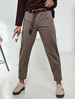 Dámske nohavice LEOCINCIN v jednej veľkosti s opaskom khaki FashionStreet UY2262