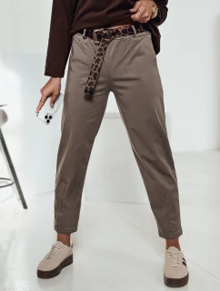 Dámske nohavice LEOCINCIN v jednej veľkosti s opaskom khaki FashionStreet UY2262