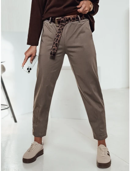 Dámské kalhoty v jedné velikosti s khaki páskem Dstreet model 21981962 - FashionStreet