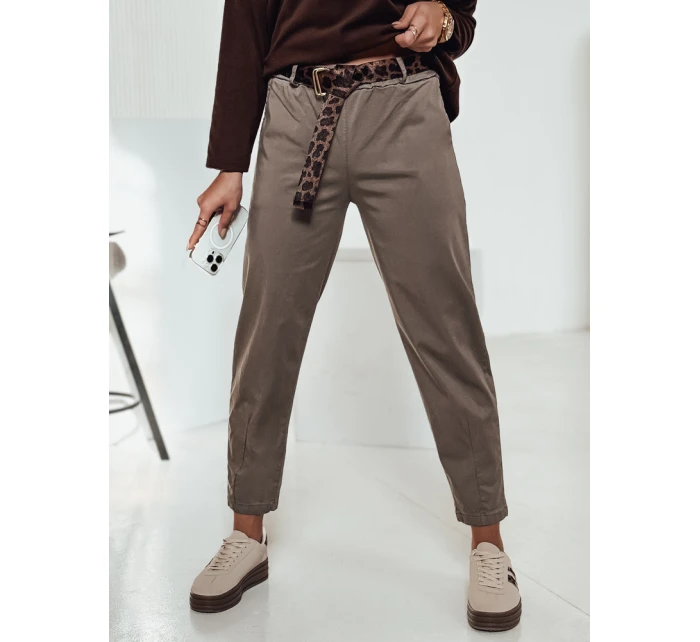 Dámské kalhoty v jedné velikosti s khaki páskem Dstreet model 21981962 - FashionStreet