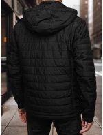 Pánská přechodná prošívaná bunda s kapucí černá Dstreet model 21983020 - FashionStreet
