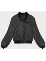 Krátká dámská bunda typu "bomber" v grafitové barvě model 19739192 - MADE IN ITALY Krátká dámská bunda typu "bomber" v grafitové barvě model 19739192 - MADE IN ITALY