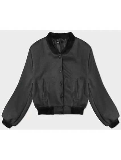 Krátká dámská bunda typu "bomber" v grafitové barvě model 19739192 - MADE IN ITALY Krátká dámská bunda typu "bomber" v grafitové barvě model 19739192 - MADE IN ITALY