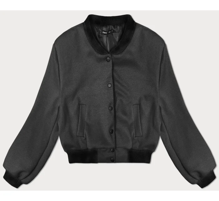 Krátká dámská bunda typu "bomber" v grafitové barvě model 19739192 - MADE IN ITALY Krátká dámská bunda typu "bomber" v grafitové barvě model 19739192 - MADE IN ITALY