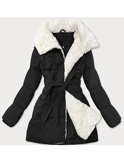 Kurtka damska ze stójką futerkiem czarna model 21247716 - J.STYLE