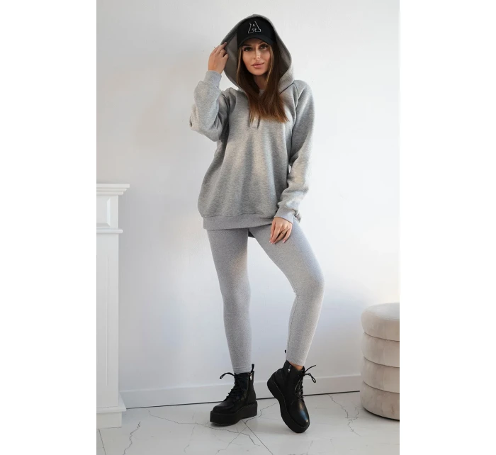 Súprava mikiny, topu a legín 3 v 1 sivá