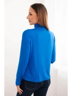 Dámska viskózna blúzka s rolákom a dlhými rukávmi strieborná