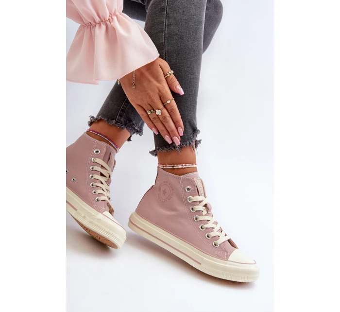 Trampki Damskie Wysokie Big Star NN274277 Różowe Trampki Damskie Wysokie Big Star NN274277 Różowe