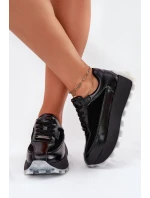 Skórzane Damskie Sneakersy Na Platformie Big Star RR274873 HI-POLY SYSTEM Czarne