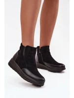 Dámské kotníkové boty na zip kožešinou Černé model 21714328 - Boto