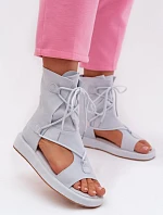 Dámské sandály Eko semiš s horní částí a šněrováním Modré Ferlisse