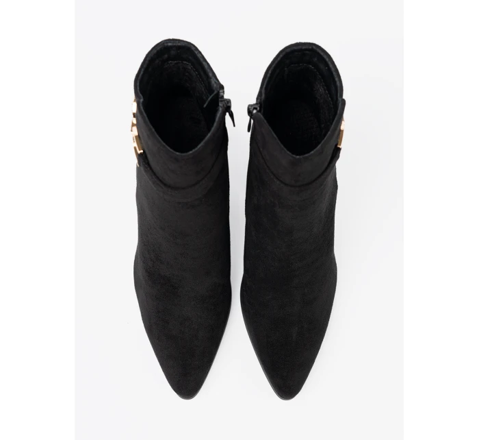 Trendy  kotníčkové boty černé dámské na širokém podpatku