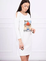 Šaty s potlačou Honey girl ecru