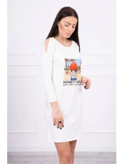 Šaty s potlačou Honey girl ecru