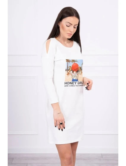 Šaty s potlačou Honey girl ecru
