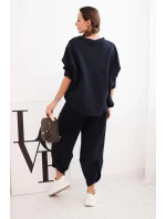 Dámska tepláková súprava zo silnejšieho materiálu so širokými nohavicami granátová Dámska tepláková súprava zo silnejšieho materiálu so širokými nohavicami granátová