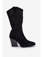 Kozačky Na Podpatku Černé model 21691075 - S.Barski